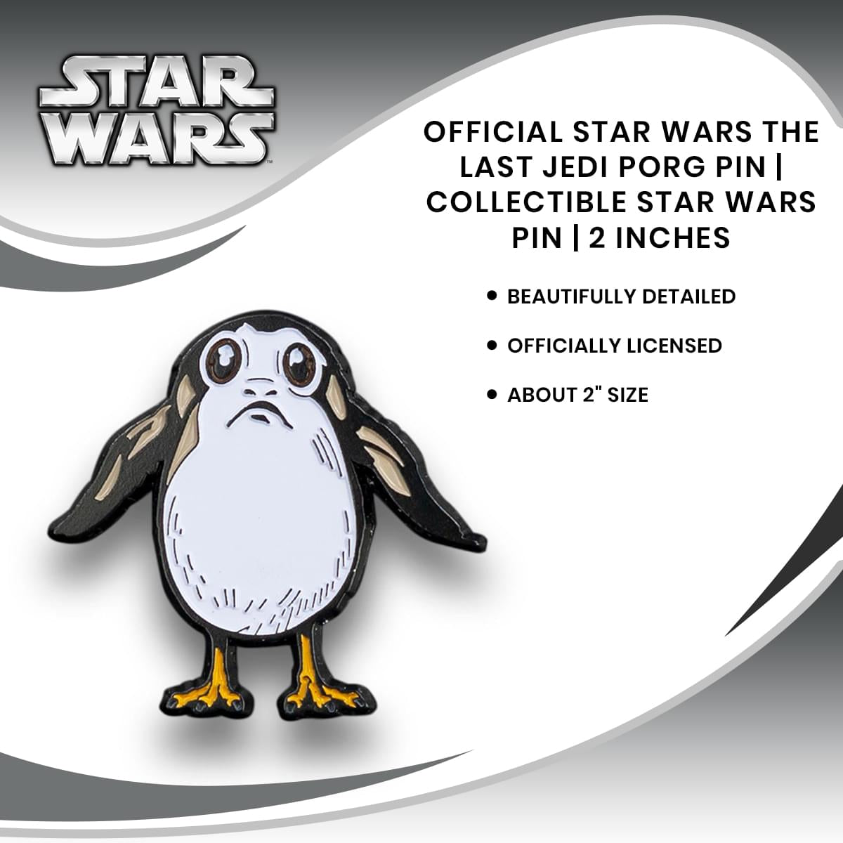 OFFICIAL Star Wars The Last Jedi Porg Pin | Collectible Star Wars Pin | 2 Inches