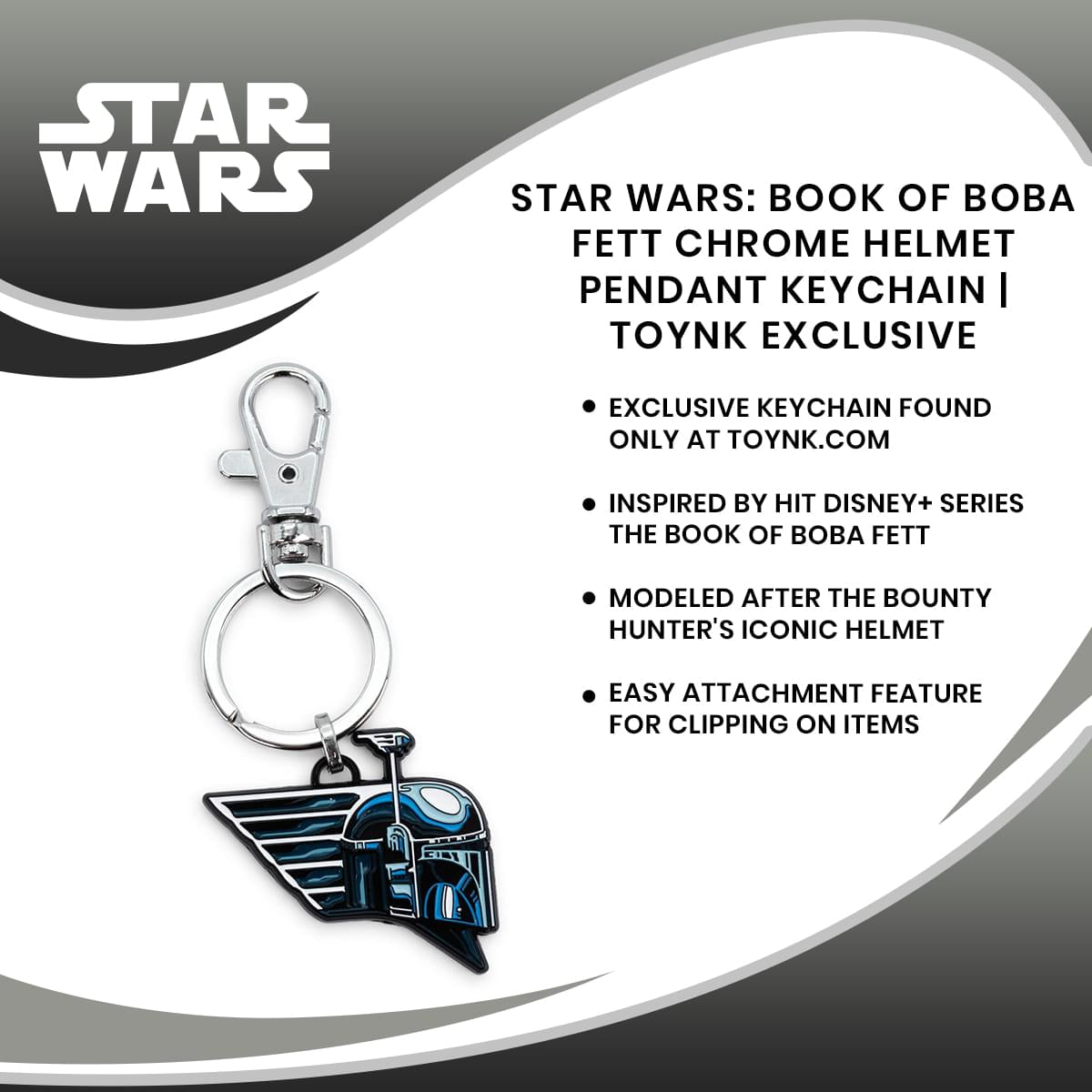 Star Wars: Book of Boba Fett Chrome Helmet Pendant Keychain | Toynk Exclusive