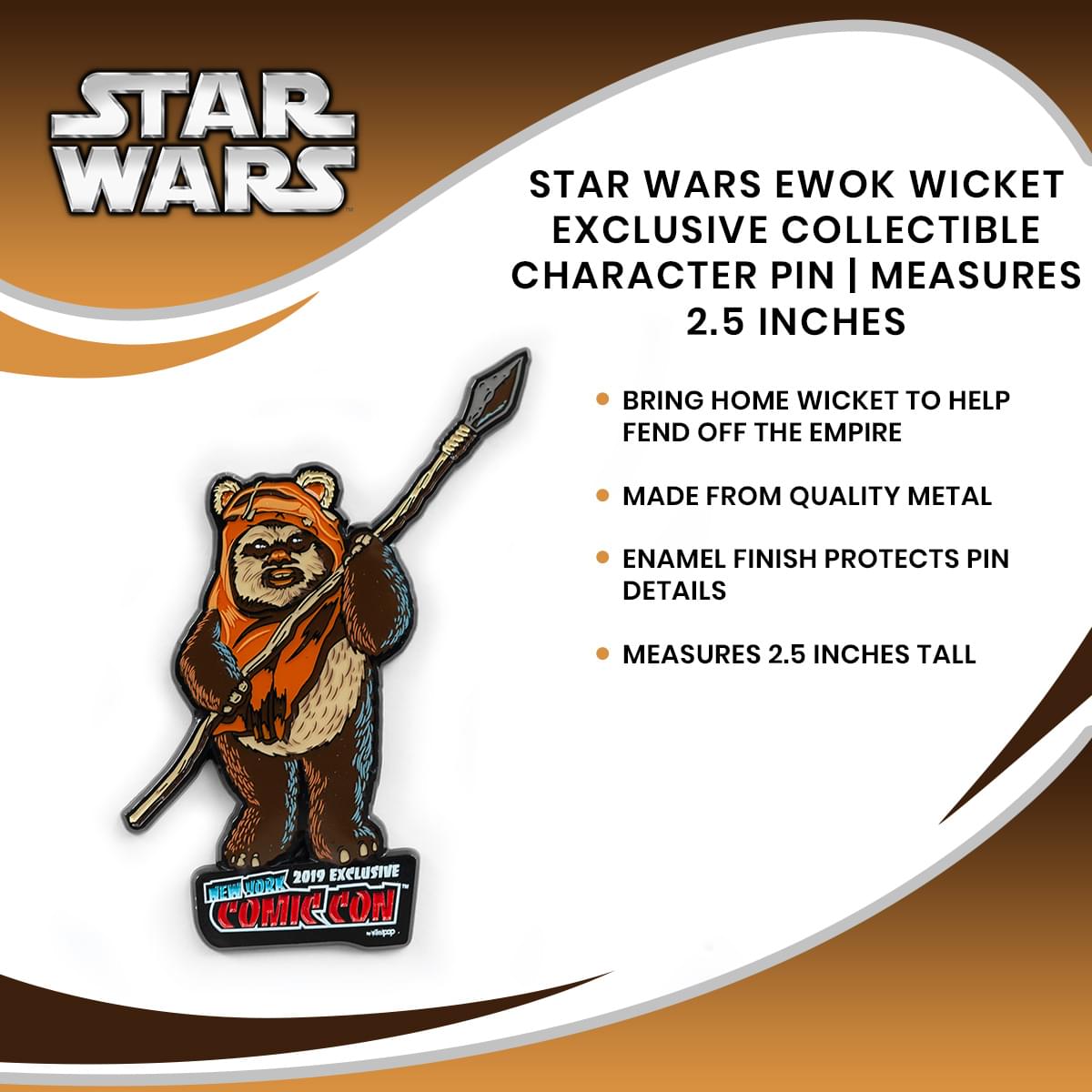 Star Wars Ewok Wicket Exclusive Collectible Character Pin | Measures 2.5 Inches