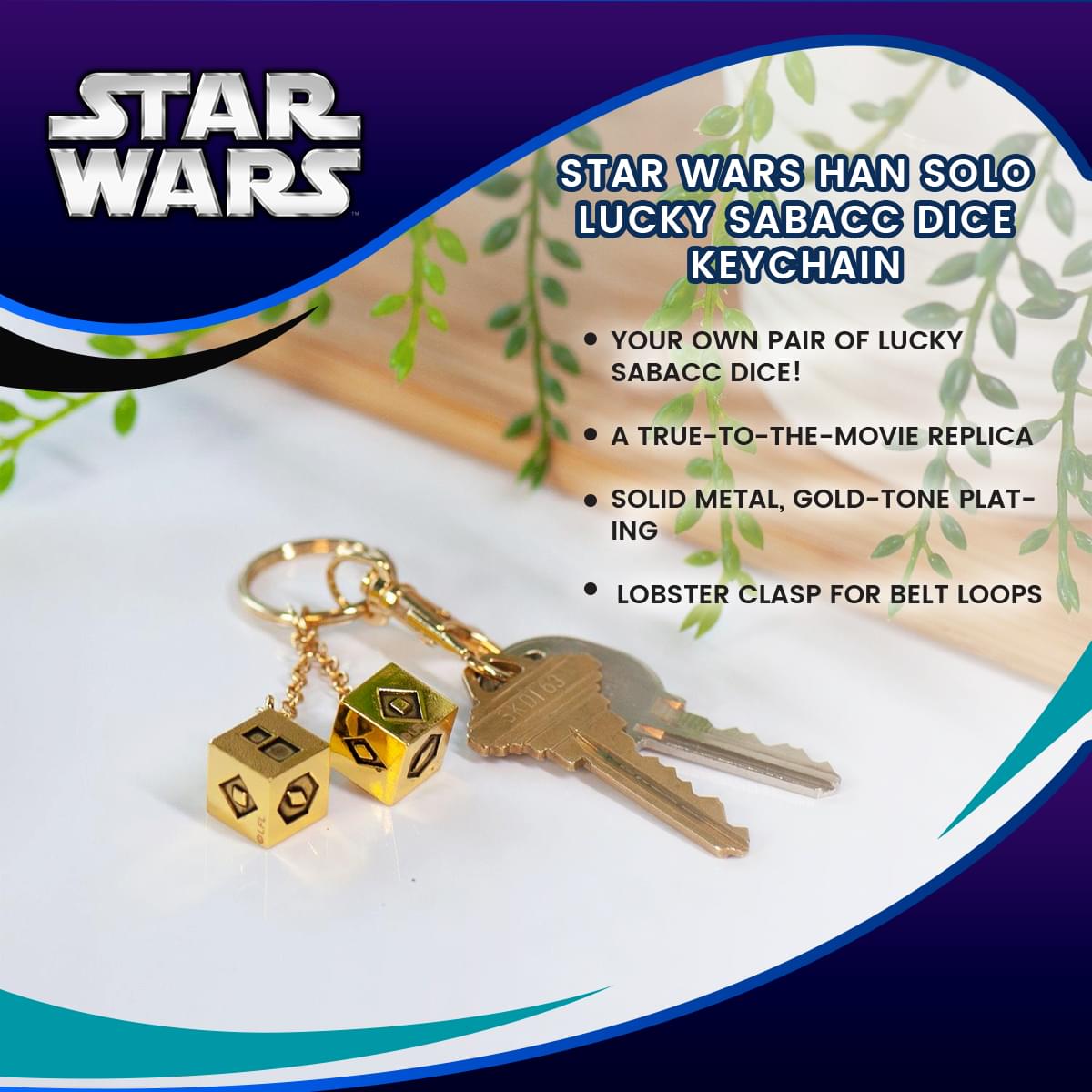 Star Wars Han Solo Lucky Sabacc Dice Keychain