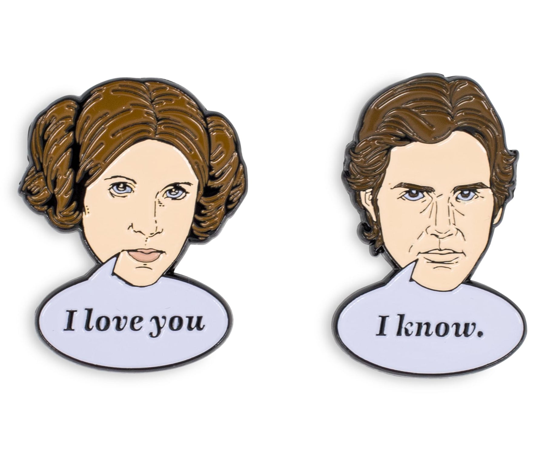 Star Wars Han Solo & Princess Leia Collector Pins | I Love You, I Know Pin Set