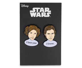 Star Wars Han Solo & Princess Leia Collector Pins | I Love You, I Know Pin Set