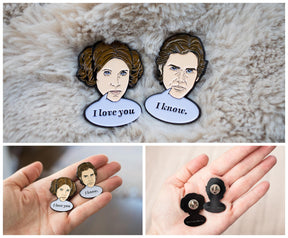 Star Wars Han Solo & Princess Leia Collector Pins | I Love You, I Know Pin Set
