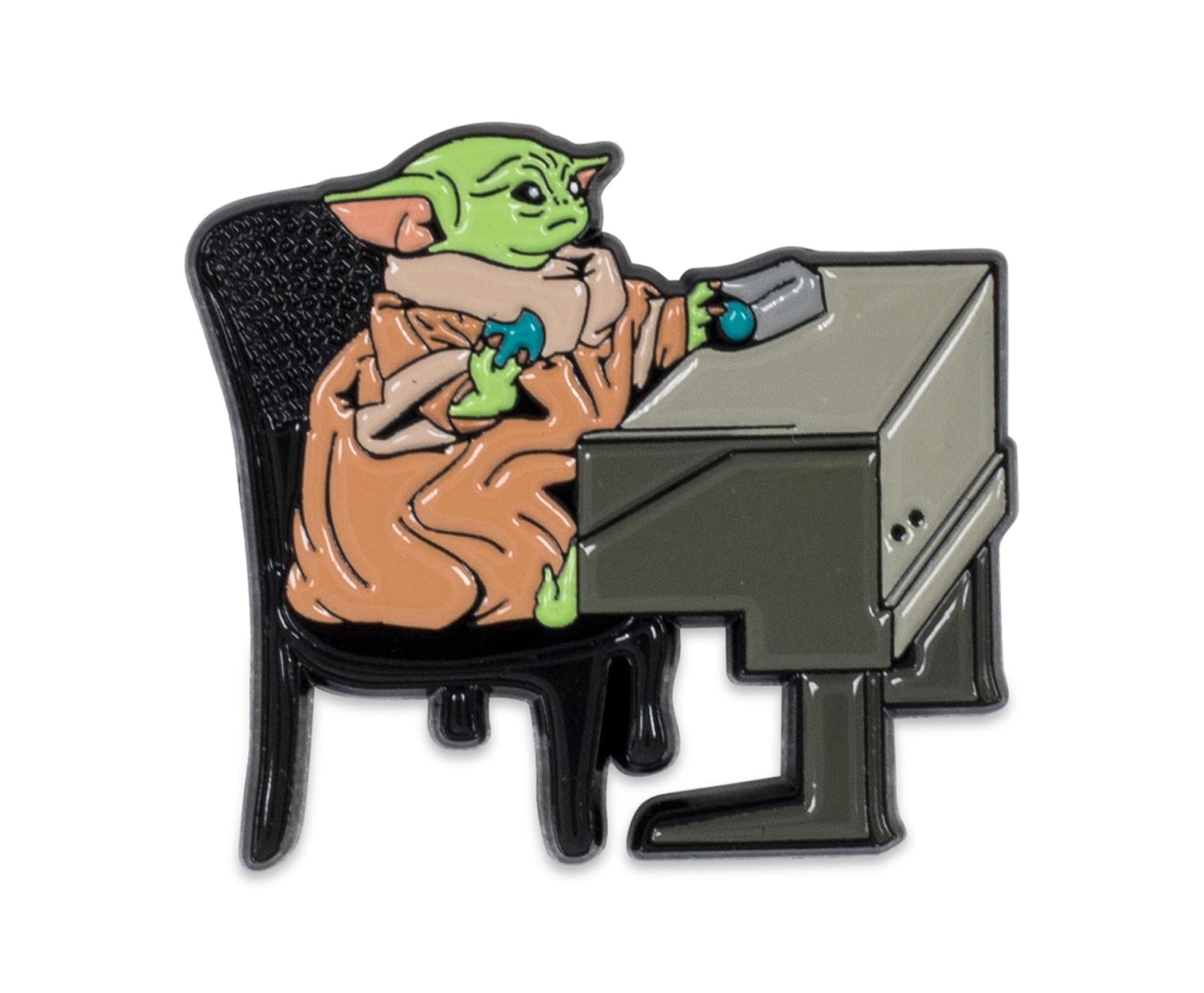Star Wars: The Mandalorian Grogu Desk With Cookie Enamel Pin | Toynk Exclusive