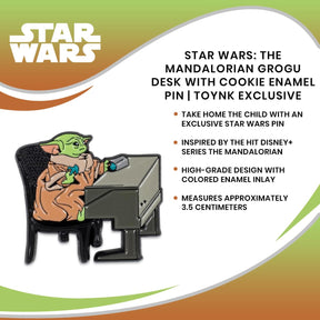 Star Wars: The Mandalorian Grogu Desk With Cookie Enamel Pin | Toynk Exclusive