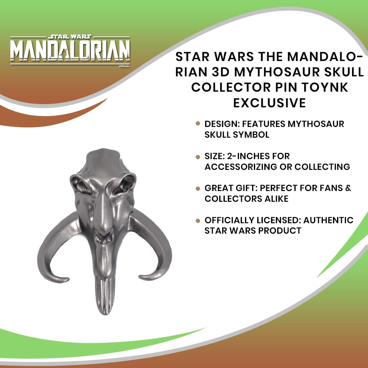 Star Wars The Mandalorian 3D Mythosaur Skull Collector Pin Toynk Exclusive
