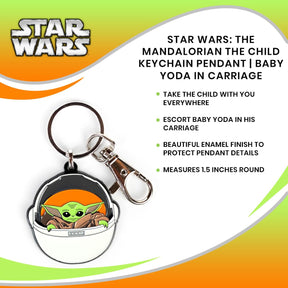 Star Wars: The Mandalorian The Child Keychain Pendant | Baby Yoda In Carriage