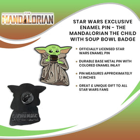 Star Wars Exclusive Enamel Pin Mandalorian The Child Baby Yoda With Soup Bowl