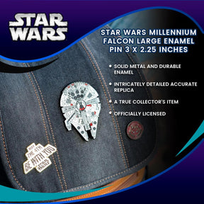 Star Wars Millennium Falcon Large Enamel Pin 3 X 2.25 inches