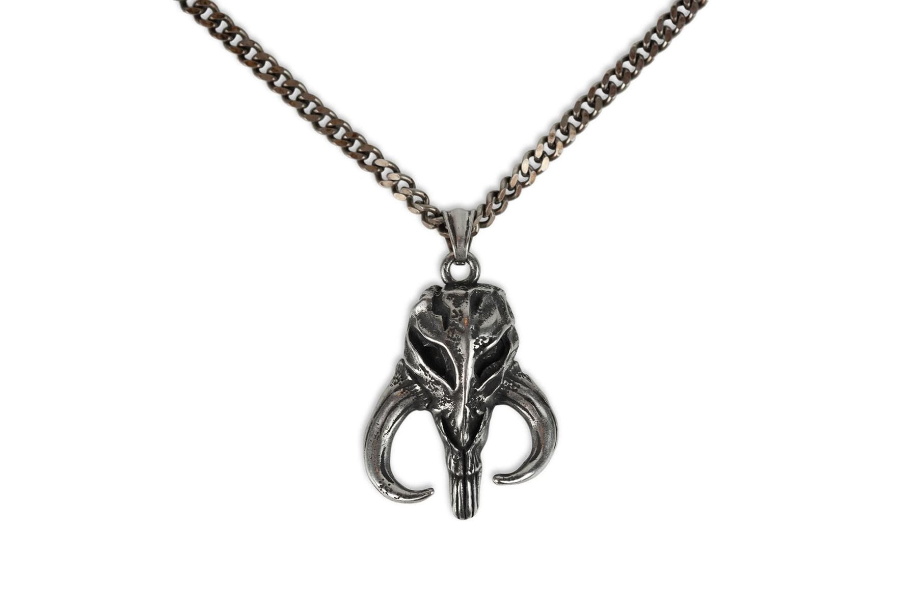 Star Wars Mandalorian Mythosaur Skull Pendant Necklace | 22-Inch Long Chain