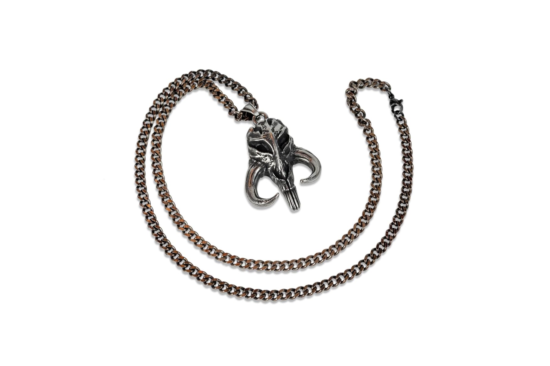 Star Wars Mandalorian Mythosaur Skull Pendant Necklace | 22-Inch Long Chain