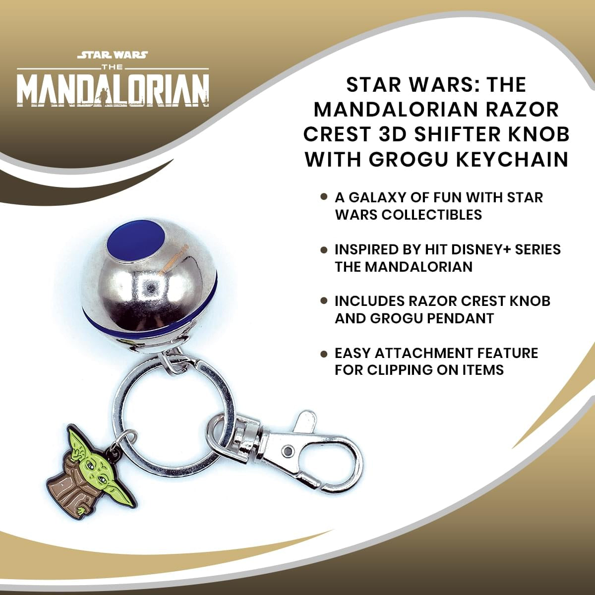 Star Wars: The Mandalorian Razor Crest 3D Shifter Knob with Grogu Keychain