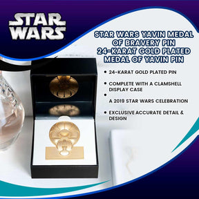 Star Wars Yavin Medal of Bravery Pin | 24-Karat Gold Plated Medal of Yavin Pin