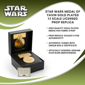 Star Wars Medal of Yavin Gold 24KT 1:1 Scale Licensed Prop Replica