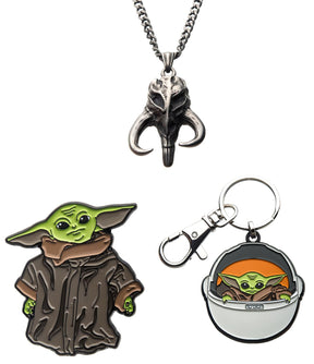 Star Wars The Mandalorian The Child "Baby Yoda" Bundle | Keychain, Necklace, Pin