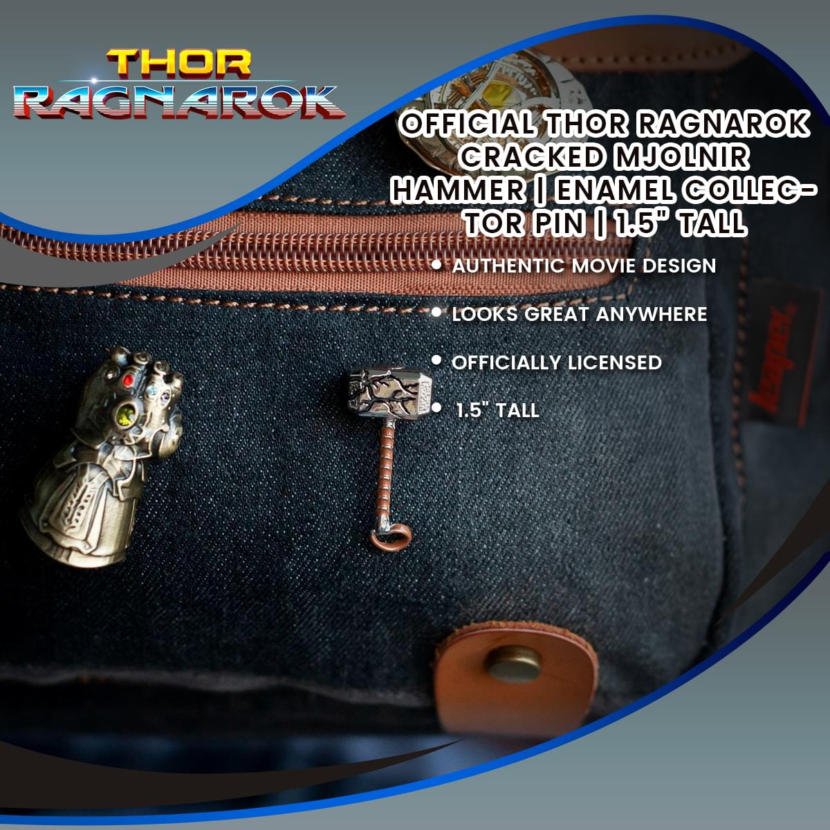 OFFICIAL Thor Ragnarok Cracked Mjolnir Hammer | Enamel Collector Pin | 1.5" Tall