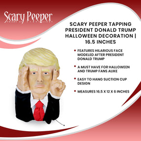 Scary Peeper Tapping President Donald Trump Halloween Decoration | 16.5 Inches