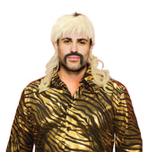 King of Tigers Cosplay Wig | Blonde Mullet Wig and False Mustache Costume Set
