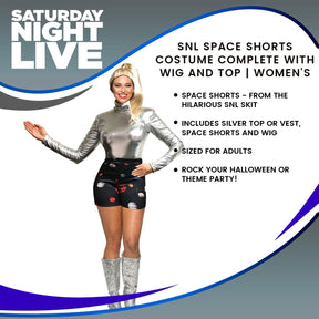 SNL Space Shorts Costume Complete with Wig and Top | Women's