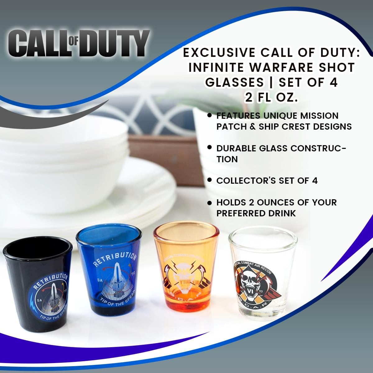 EXCLUSIVE Call of Duty: Infinite Warfare Shot Glasses | Set of 4 | 2 FL Oz.