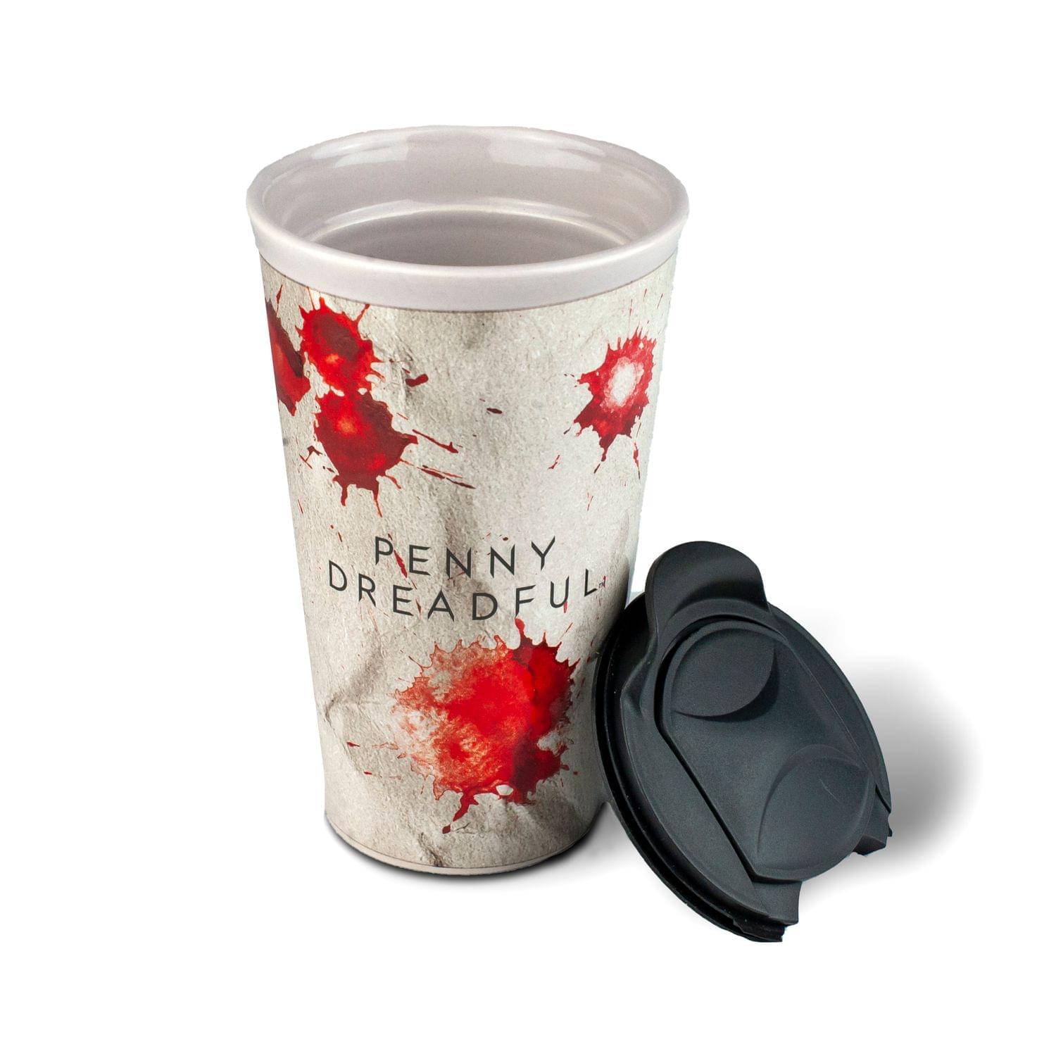 Penny Dreadful Mugs | Penny Dreadful White Ceramic Blood Strain Travel Mug