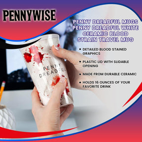 Penny Dreadful Mugs | Penny Dreadful White Ceramic Blood Strain Travel Mug
