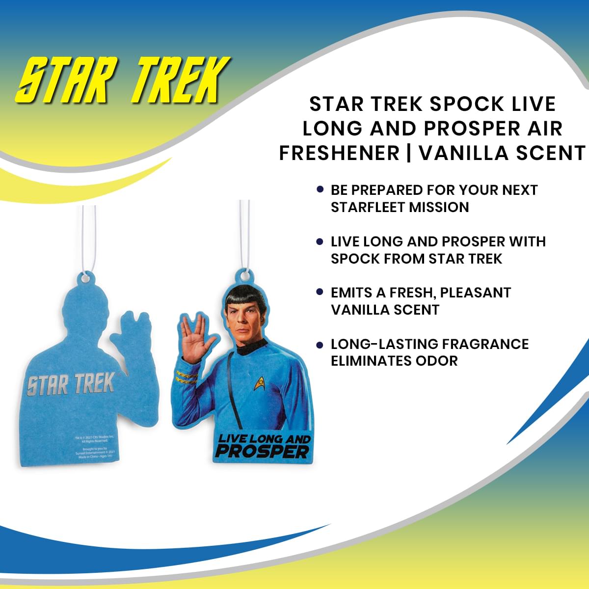 Star Trek Spock Live Long and Prosper Air Freshener | Berry Scent