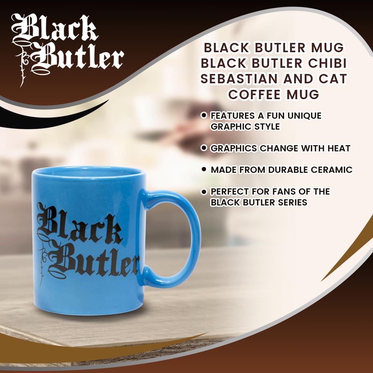 Black Butler Mug | Black Butler Chibi Sebastian and Cat Coffee Mug