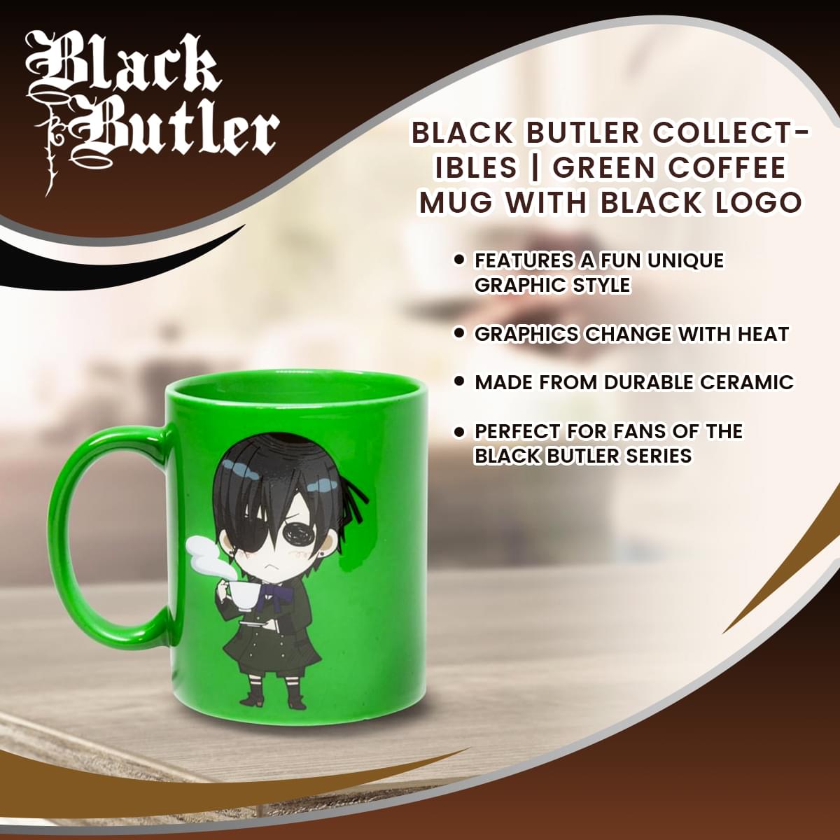 Black Butler Collectibles | Green Coffee Mug with Black Logo