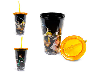 Demon Slayer Acrylic Carnival Cup with Lid and Straw | Holds 16 Ounces