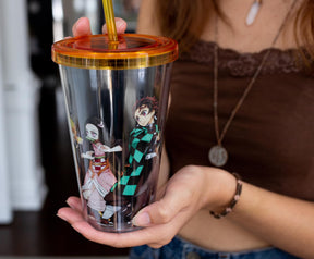 Demon Slayer Acrylic Carnival Cup with Lid and Straw | Holds 16 Ounces