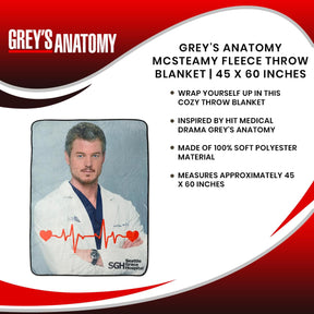 Grey's Anatomy McSteamy Fleece Throw Blanket | 45 x 60 Inches