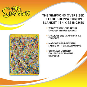 The Simpsons Oversized Fleece Sherpa Throw Blanket | 49 x 72 Inches