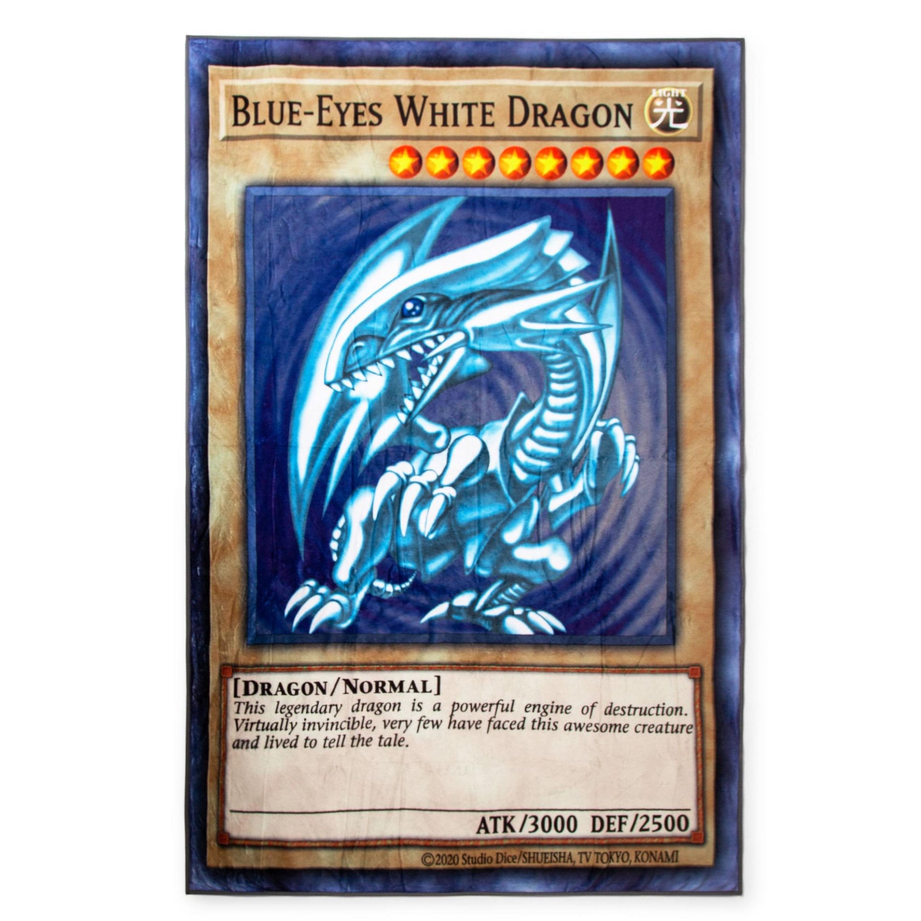 Yu-Gi-Oh! Blue-Eyes White Dragon Card Fleece Throw Blanket | 45 x 60 Inches