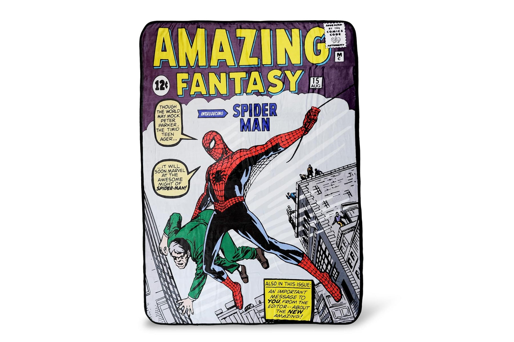 Marvel Spider-Man Amazing Fantasy No. 15 Fleece Throw Blanket | 60 x 45 Inches