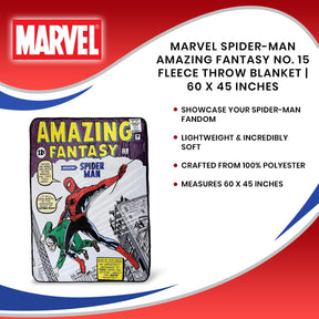 Marvel Spider-Man Amazing Fantasy No. 15 Fleece Throw Blanket | 60 x 45 Inches