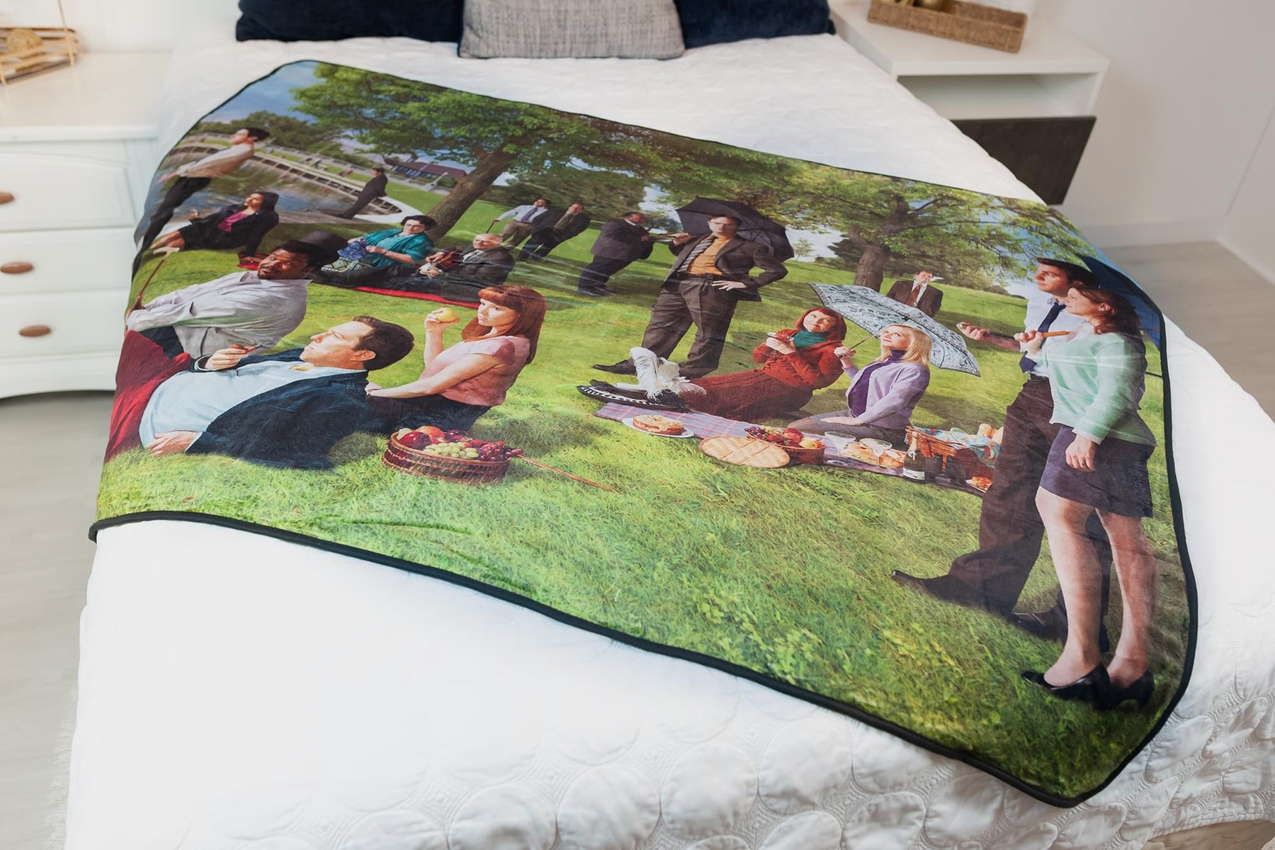 The Office Sunday Afternoon Art Style Fleece Throw Blanket | 60 x 45 Inches