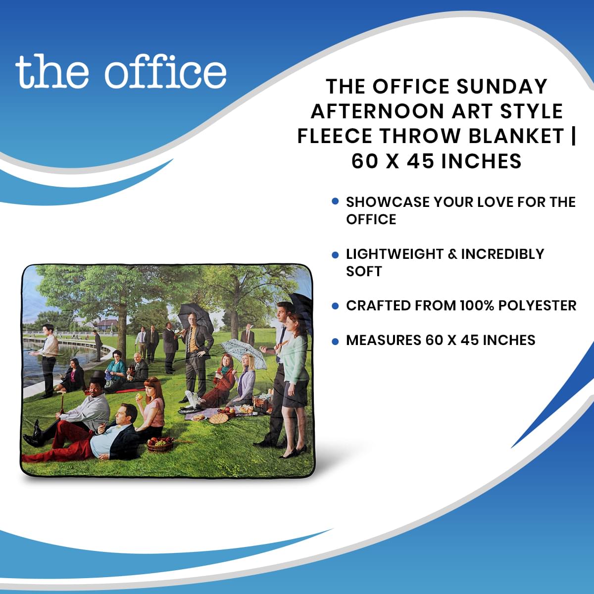 The Office Sunday Afternoon Art Style Fleece Throw Blanket | 60 x 45 Inches