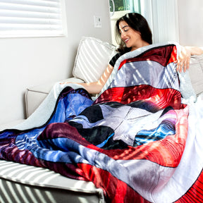 Marvel Captain America Shield Oversized Fleece Sherpa Throw Blanket | 72 Inches