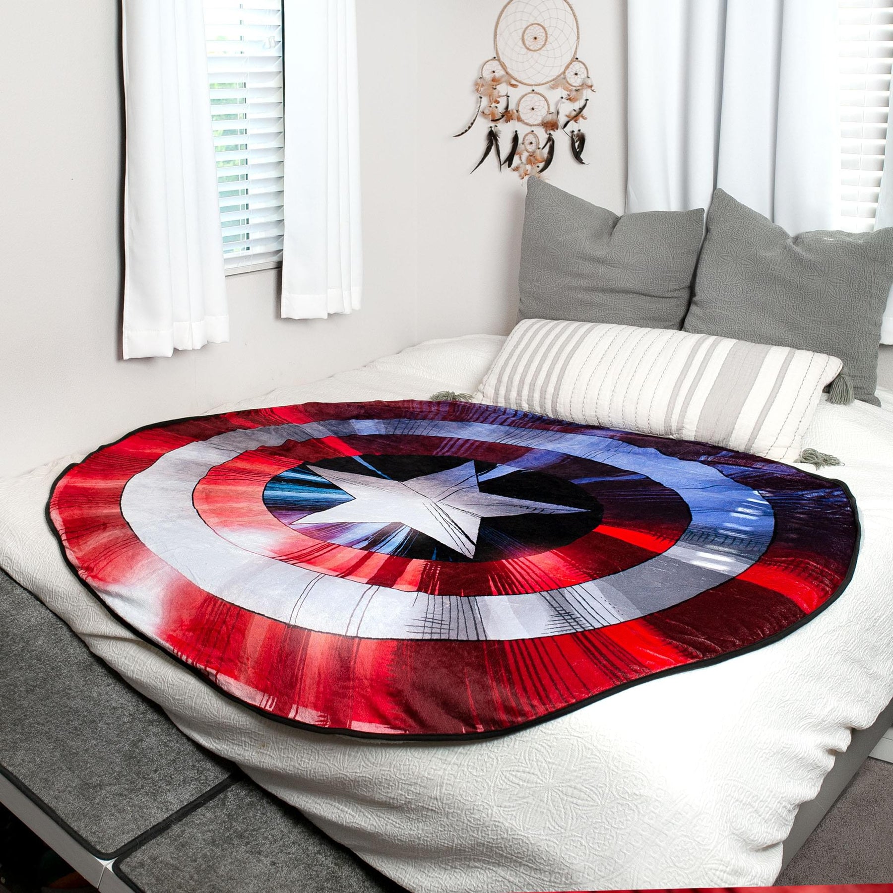 Marvel Captain America Shield Oversized Fleece Sherpa Throw Blanket | 72 Inches