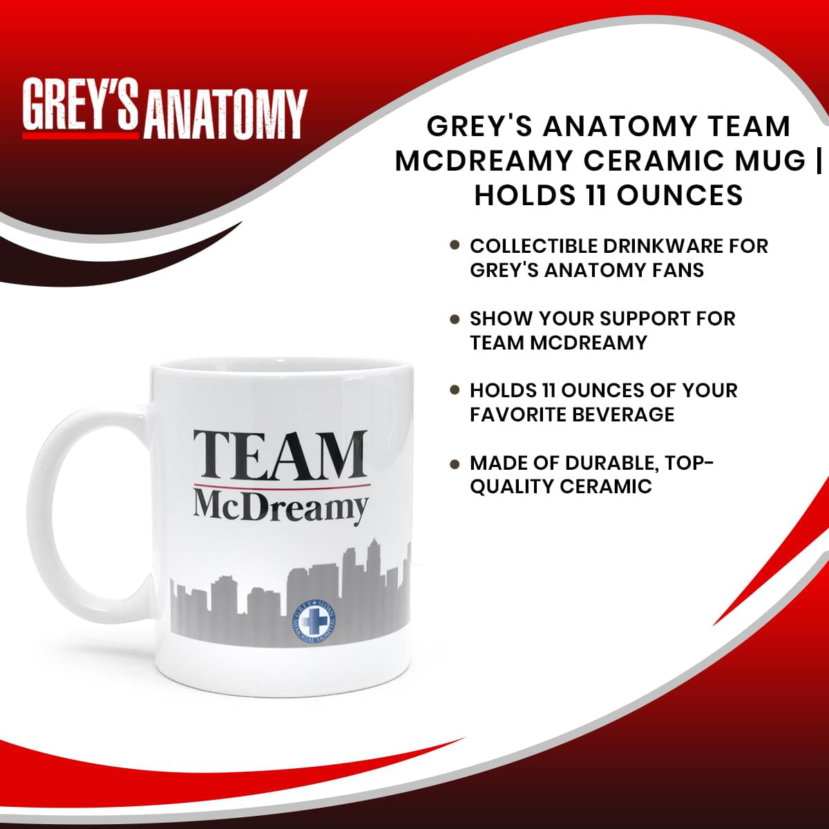Grey's Anatomy Team McDreamy Ceramic Mug | Holds 11 Ounces