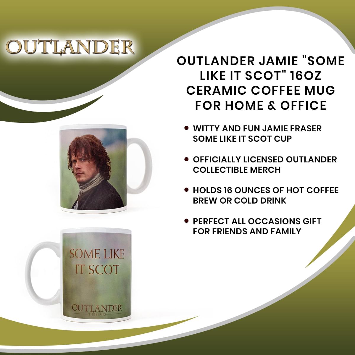 Outlander Jamie "Some Like It Scot" 16oz Ceramic Coffee Mug for Home & Office