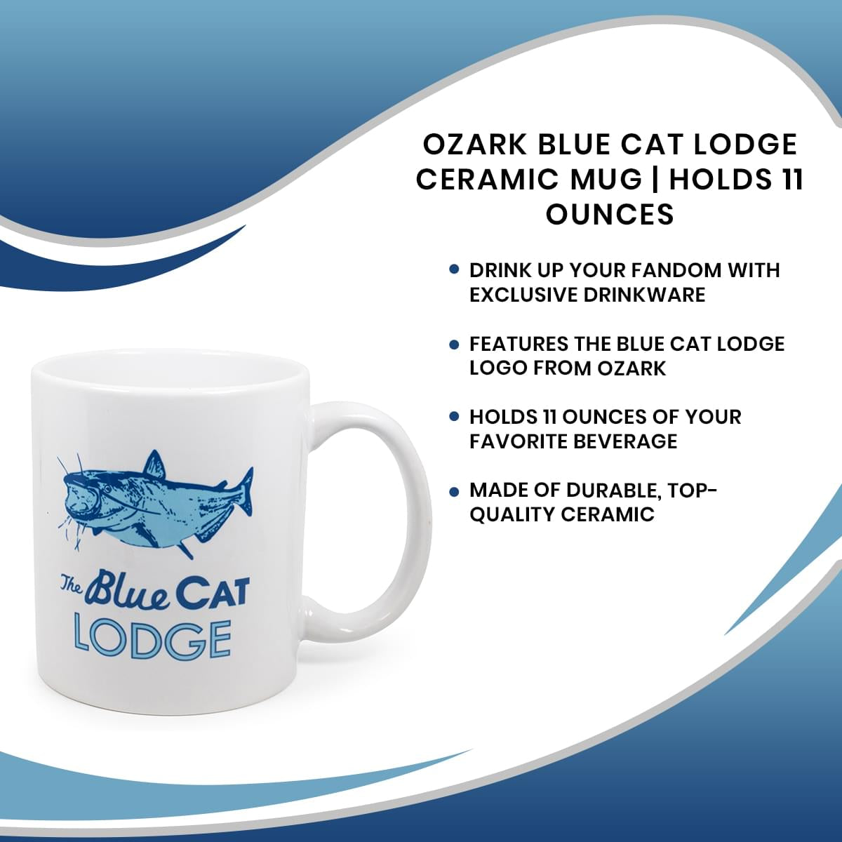 Ozark Blue Cat Lodge Ceramic Mug | Holds 11 Ounces