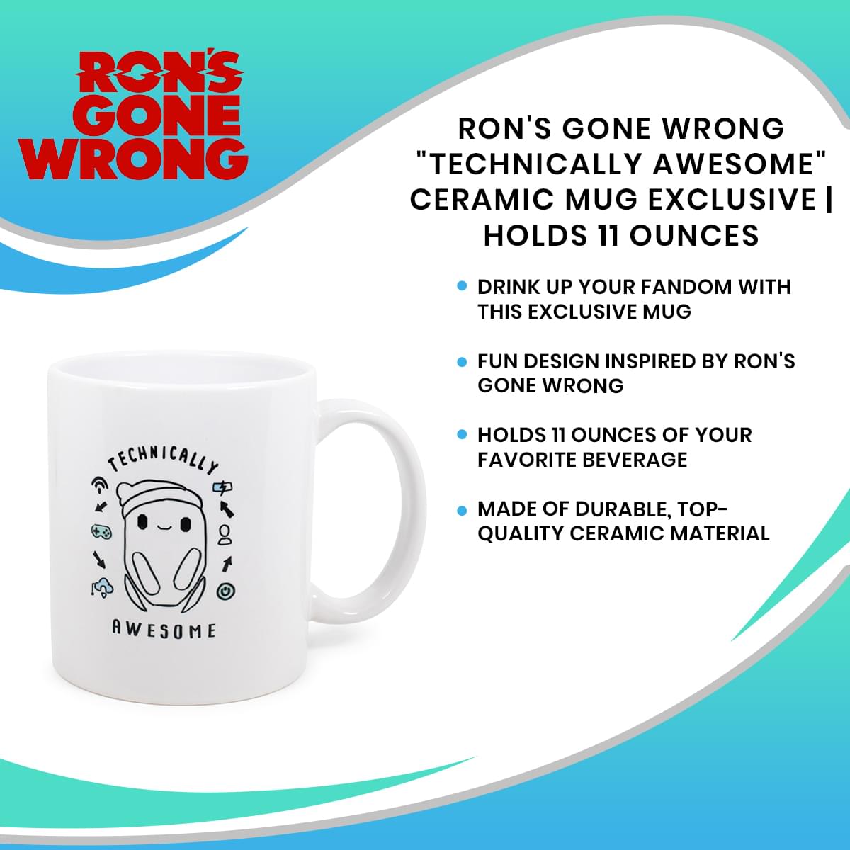 Ron's Gone Wrong "Technically Awesome" Ceramic Mug Exclusive | Holds 11 Ounces