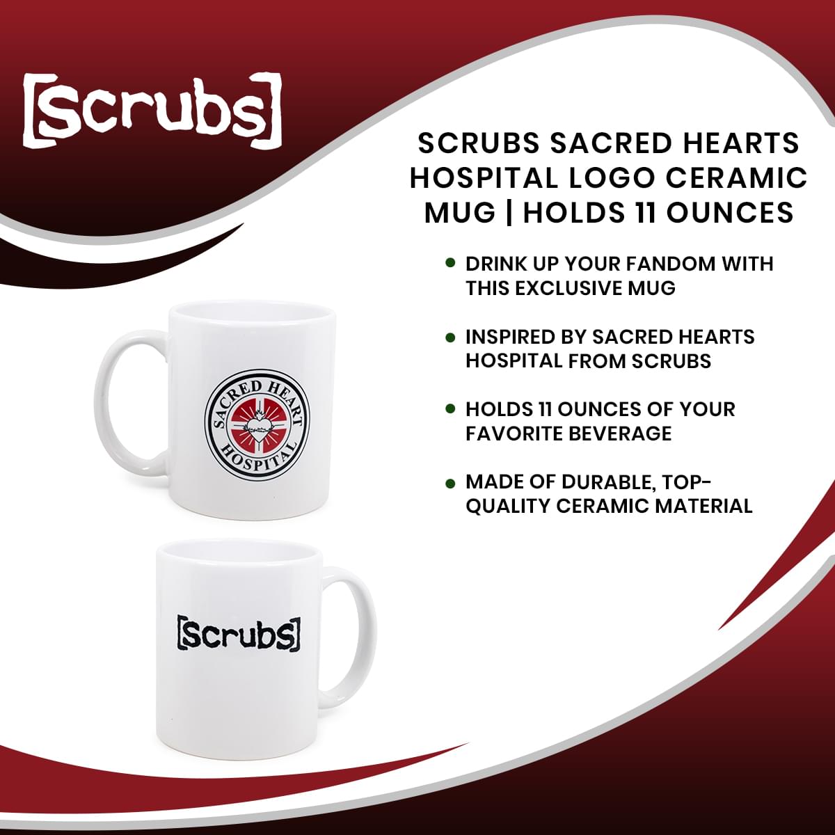 Scrubs Sacred Hearts Hospital Logo Ceramic Mug | Holds 11 Ounces