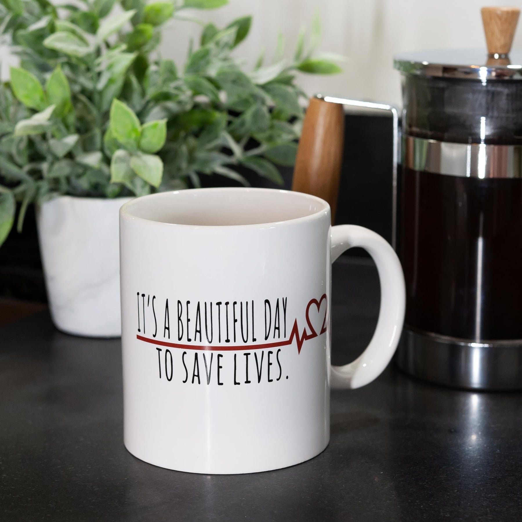 Greys Anatomy Derek Coffee Mug | It's A Beautiful Day To Save Lives | 16 Ounces