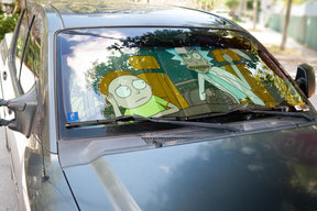 Rick and Morty Space Cruiser Flipping the Bird Auto Sunshade