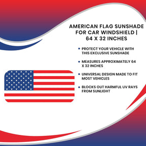 American Flag Sunshade for Car Windshield | 64 x 32 Inches