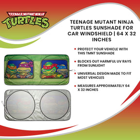 Teenage Mutant Ninja Turtles Sunshade for Car Windshield | 64 x 32 Inches