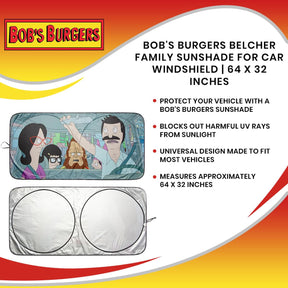 Bob's Burgers Belcher Family Sunshade for Car Windshield | 64 x 32 Inches